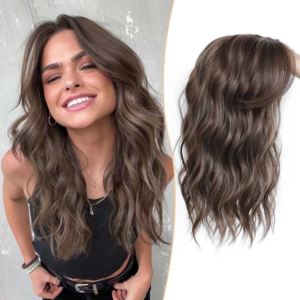 ⚡ Final Hours –🌷2026 New Lightweight & Breathable Wavy Hair Topper🐤