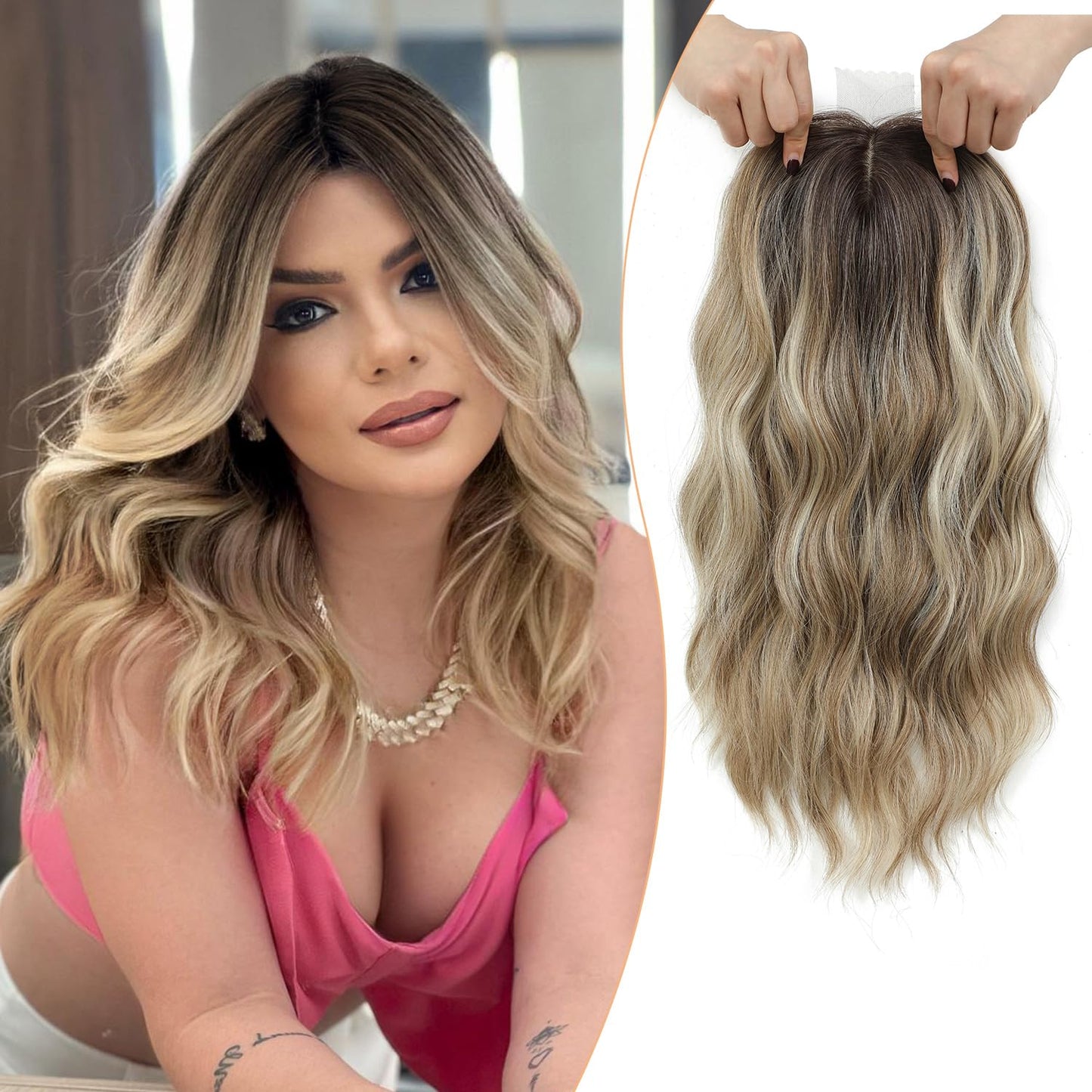 ⚡ Final Hours –🌷2026 New Lightweight & Breathable Wavy Hair Topper🐤