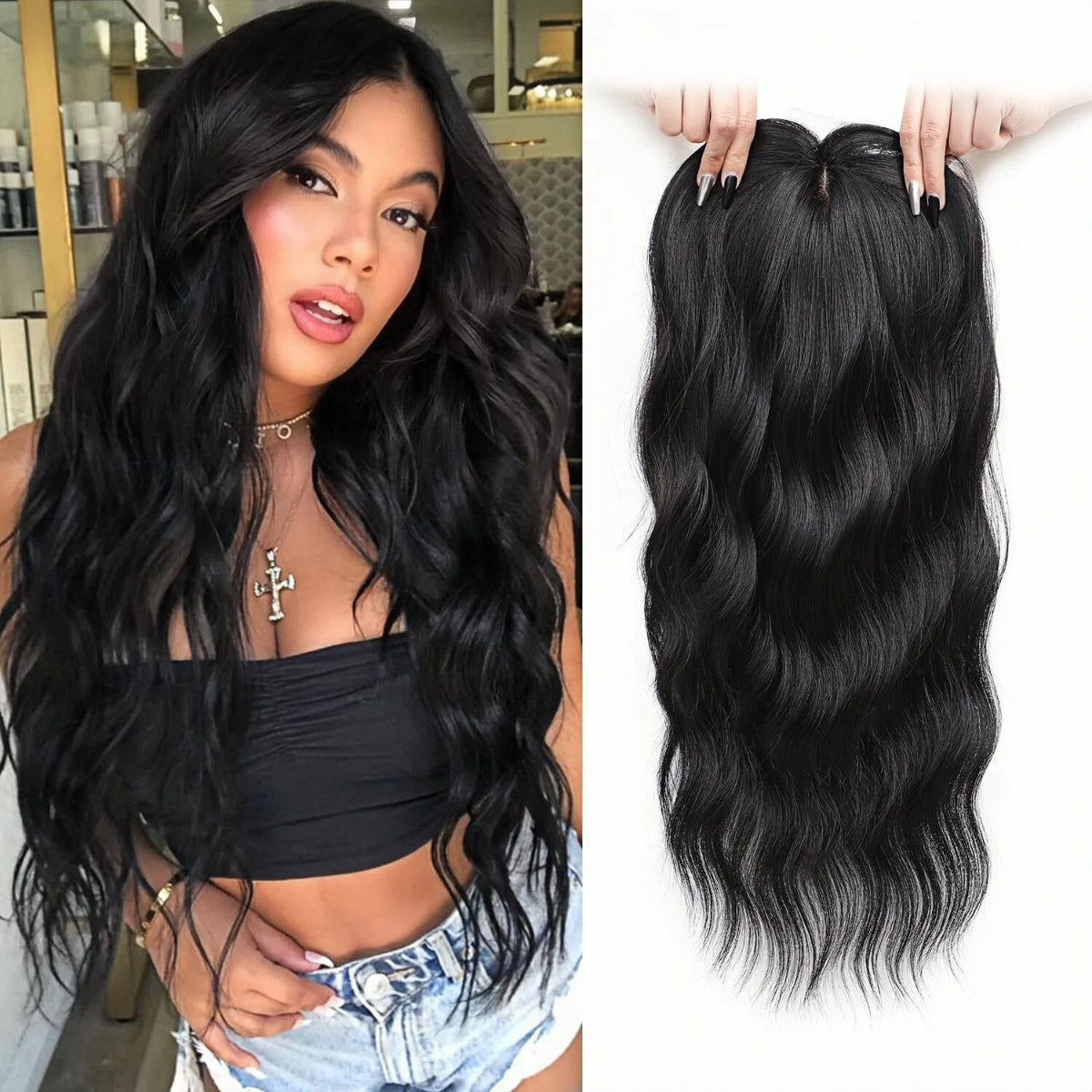 ⚡ Final Hours –🌷2026 New Lightweight & Breathable Wavy Hair Topper🐤
