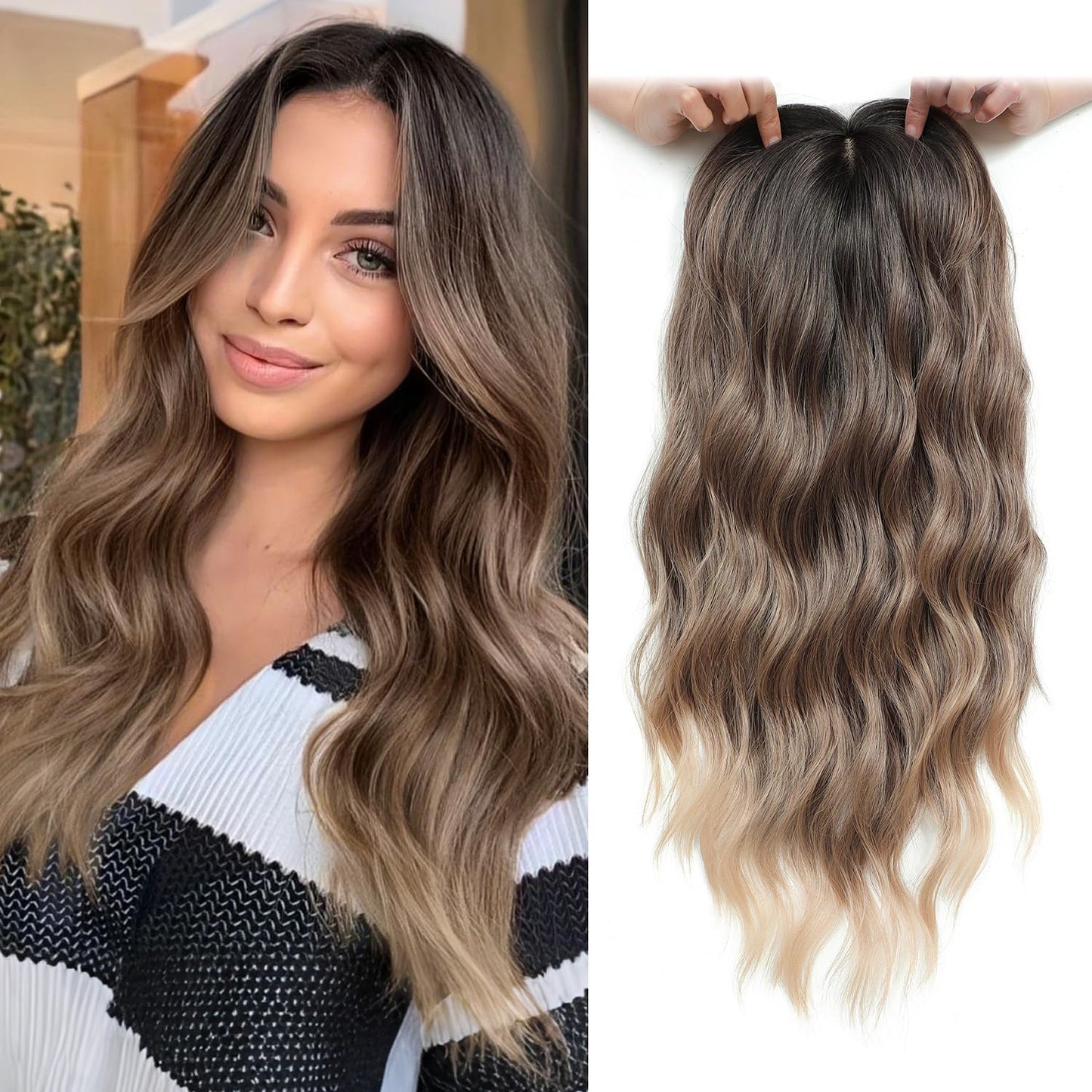 ⚡ Final Hours –🌷2026 New Lightweight & Breathable Wavy Hair Topper🐤