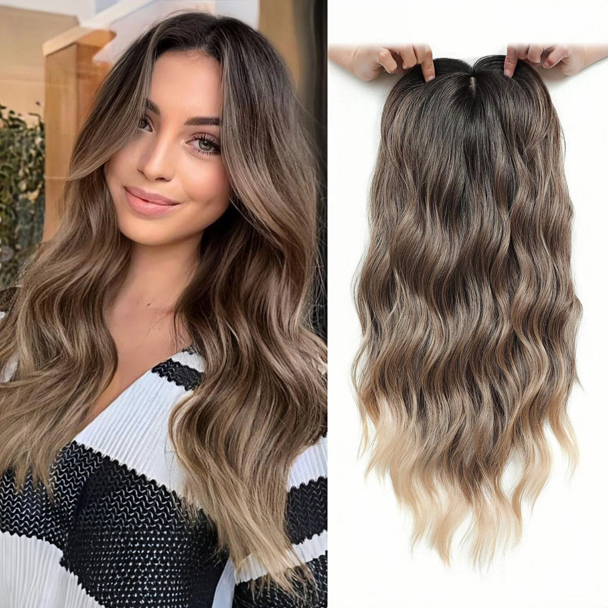 ⚡ Final Hours –🌷2026 New Lightweight & Breathable Wavy Hair Topper🐤