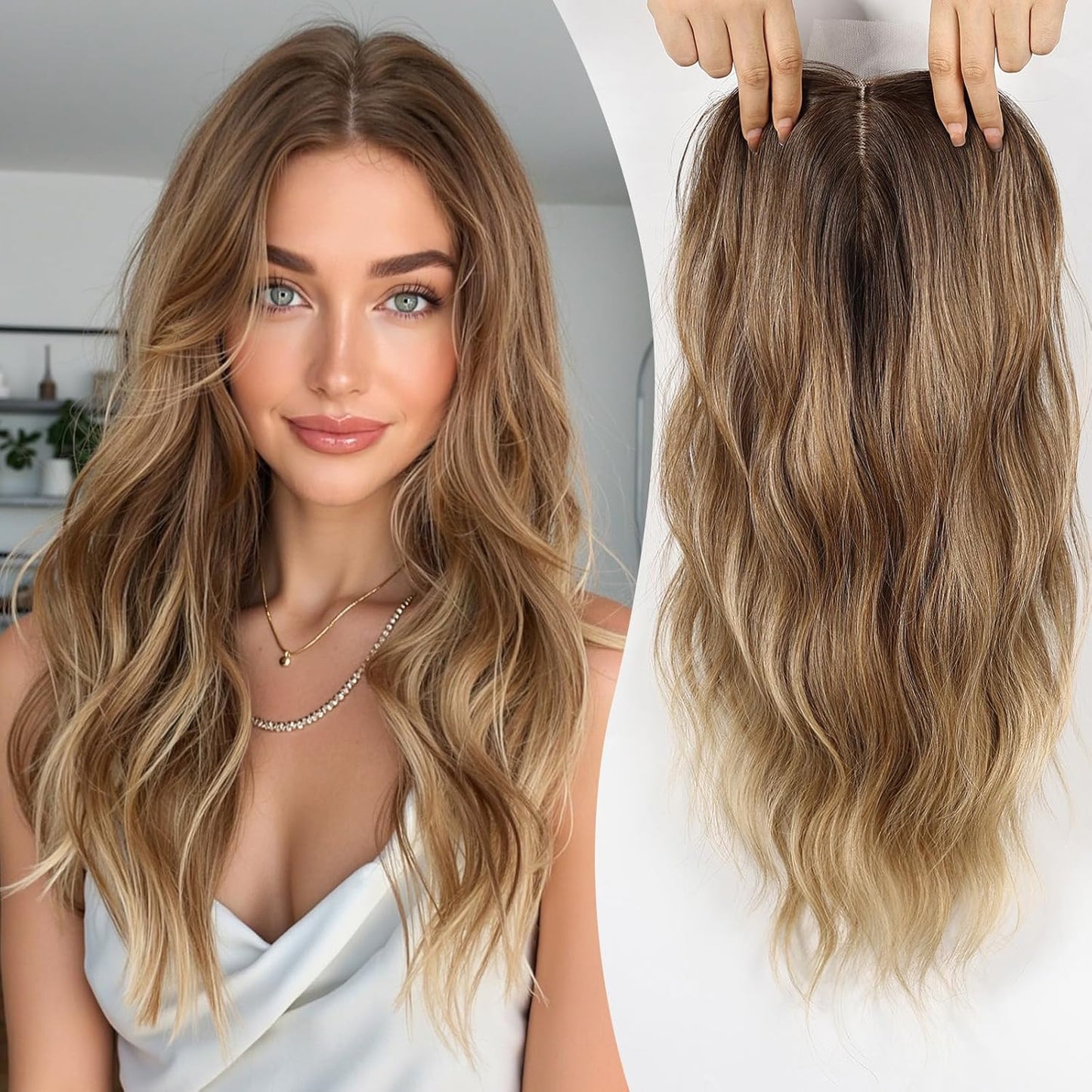 ⚡ Final Hours –🌷2026 New Lightweight & Breathable Wavy Hair Topper🐤